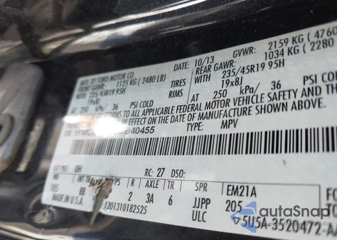 2014 Ford Escape Titanium z USA, uszkodzony, nr VIN 1FMCU0J91EUB40455